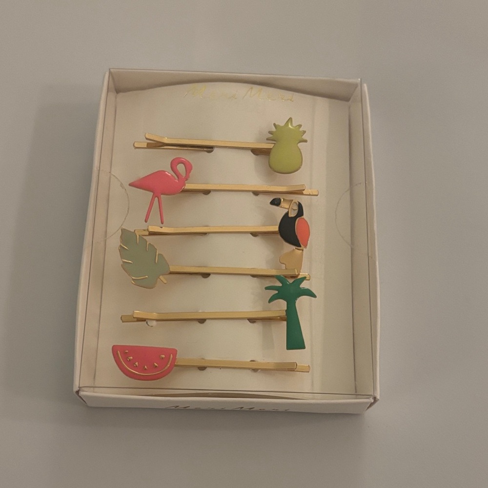 Meri Meri Tropical Hair Clip Set - Pink, Green, Gold